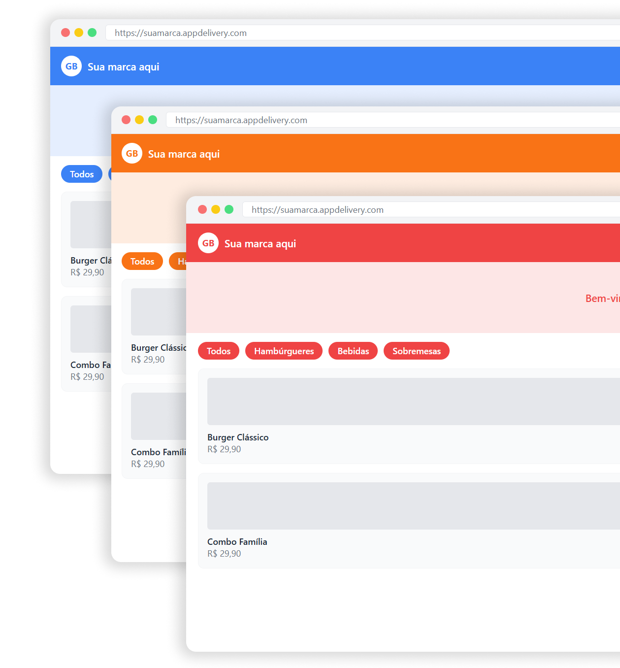 Modelo de tela do delivery